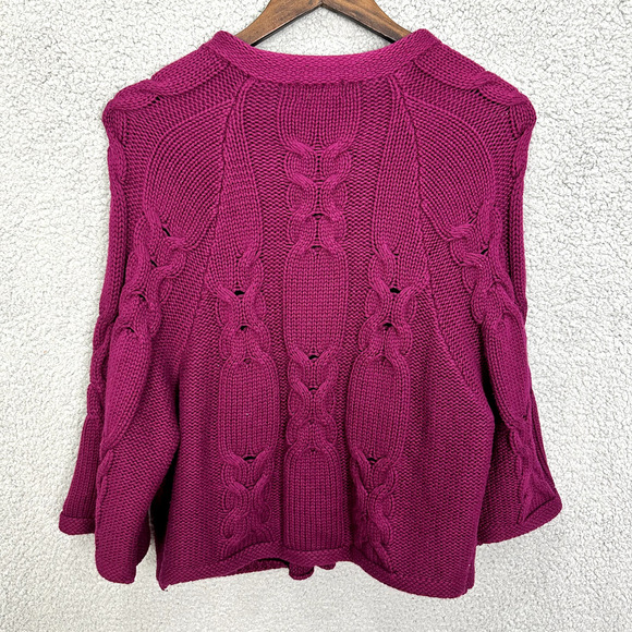 Fossil Cardigan Womens Large Purple‎ Button Fisherman Cableknit Vintage Y2K Glam - Picture 3 of 6